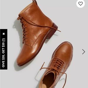 Madewell Delaney Lace up Boot Leather 7